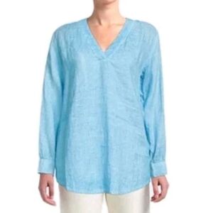 120% LINO Womens Linen Long Sleeves Top Size 42 NWOT